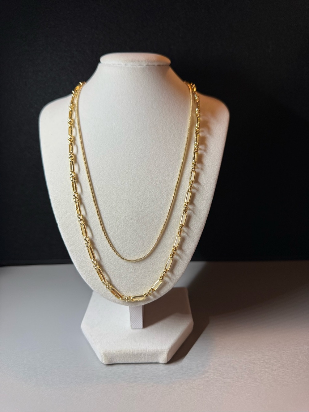 Gold Tone Layered Double Chain Necklace 🗽🖤